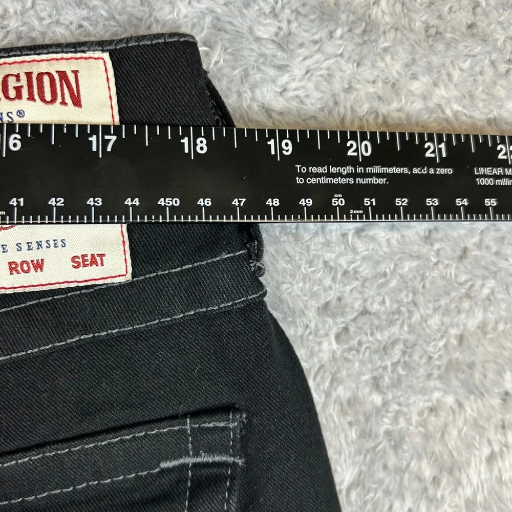 True Religion Ricky Relaxed Straight Black Contrast‎ Stitch Jeans Mens 36x29